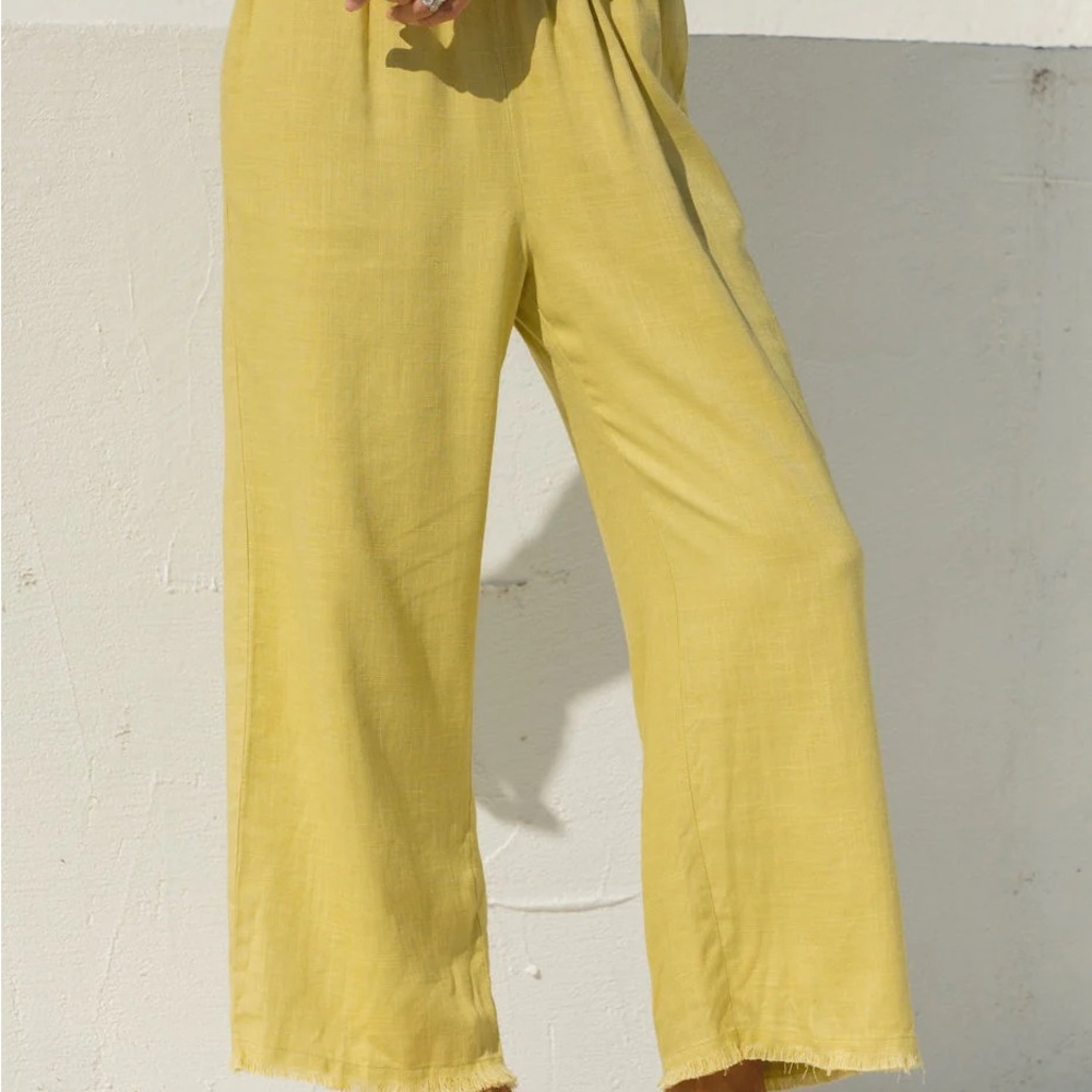 Solaí the Label Yellow Wide-Leg Linen Pants (NEW)